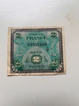 1944 France 2 Francs WWII French Allied Military Currency Paper Money - £5.50 GBP