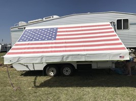 RV Awning Fabric Replacement Camper Trailer Heavy Vinyl USA Flag - £95.58 GBP+