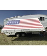 RV Awning Fabric Replacement Camper Trailer Heavy Vinyl USA Flag - $153.48+