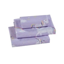 Sheet Set Kids/Teens Unicorn Bird Star Flower Cloud Lilac Purple Pink Yellow Whi - £31.96 GBP