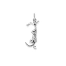 Oxidized Sterling Silver 3D Hanging Monkey Charm for Charm Bracelet or Necklace - £17.33 GBP