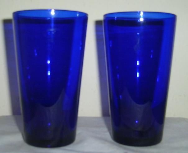 (2) Stunning Cobalt Blue 16 oz Libbey Tall Glass Tumblers - $48.00