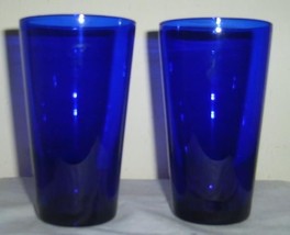 (2) Stunning Cobalt Blue 16 oz Libbey Tall Glass Tumblers - $48.00