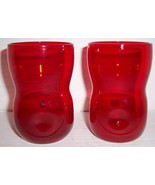 Vintage (2) Blenko Ruby Red Handblown Pinched Depression Glass Tumblers - €53,15 EUR
