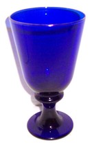 (1) Cobalt Blue Glass Goblet With Handblown Solid Stem &amp; Base - $31.99