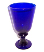 (1) Cobalt Blue Glass Goblet With Handblown Solid Stem &amp; Base - £25.30 GBP