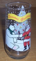 MINT 1994 Coca Cola Polar Bear &amp; Santa Collectible Christmas Glass - £17.97 GBP