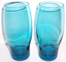 (2) Handblown Crystal Virginia Blue Color Large Glass Tumblers - £33.93 GBP