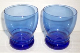 Cobalt Blue Bulbous Pressed Glass Shaped Collectible Tumblers - £27.56 GBP