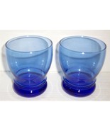 Cobalt Blue Bulbous Pressed Glass Shaped Collectible Tumblers - $35.00