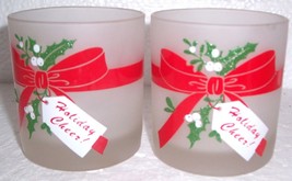 Christmas &quot;Holiday Cheer&quot; Collectible Frosted Short Glass Tumblers - £25.94 GBP
