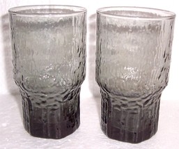 Vintage Anchor Hocking Misty Gray Color Lido Style Tumbler Glasses - £27.75 GBP