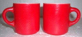 (2) Anchor Hocking Fire King Collectible Red Milk Glass Mugs - £30.83 GBP