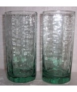 (2) Frosted Style Light Green Libbey Collectible Tall Glass Tumblers - $23.99