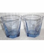 Anchor Hocking (2) Light Blue Short Octagon Shape Glass Tumblers - $38.16 CAD