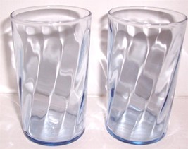 (2) Libbey Light Blue Swirl Design Orange Juice Short Glasses - £17.23 GBP