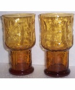 (2) Vintage Libbey Amber Color Large Pressed Glass Designed Tumblers - $753.80 MXN