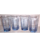 (4) Vintage Libbey Lite Blue Hexagon Shape Pressed Glasses - $87.53 CAD