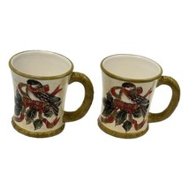 Samaco Mugs Lot 2 Sparrow Birds Holly Avocado 70s Ceramic UPC Labels On - $39.55