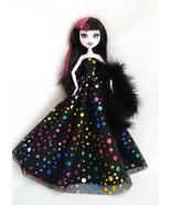 Handmade Dress Gown Black Metallic Dots for Monster High Dolls - £11.10 GBP