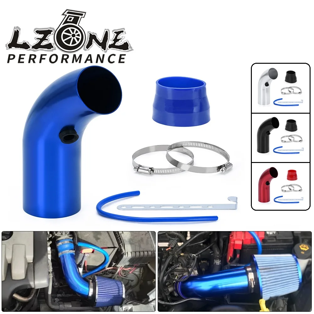 LZONE - Universal 3&quot; 76mm Air Filter &amp; Cold Air Intake Pipe Turbo Induction Pipe - £23.30 GBP