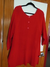 Size 14 16 RED Sweater 60% Cotton 40% Polyester shoulder to hem 33&quot; NEW - $15.39