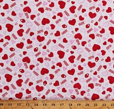 Cotton Hearts XOXO Hugs Kisses Valentines Day White Fabric Print by Yard D376.47 - £10.35 GBP