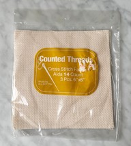 Counted Threads 14 Count Aida Cross Stitch Fabric - Ecru 3 Pieces 6&quot; x 6&quot; - £3.70 GBP