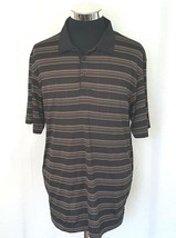 Iron Eagle Golf Shirt Mens Size Large Black Striped Activewear Casual Travel - £12.53 GBP