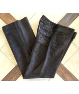 ANN TAYLOR LOFT Sueded Dark Brown Leather Straight Leg 4-Pocket Jeans/Pa... - $33.37 CAD