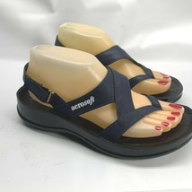 Areosoft Women&#39;s Synthetic Blue Black US Size 7.5 Sandals Slides Hook Lo... - $20.53