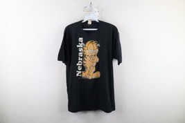 Vtg 70s Mens Large Faded Spell Out Garfield the Cat Nebraska T-Shirt Black USA - £54.26 GBP