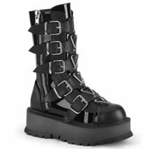 DEMONIA SLACKER-160  Women&#39;s  2&quot; Platform Mid-Calf  W/5 Buckle Straps Boots - $117.95