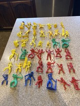 Vintage Plastic Toy Cowboys Indians  Figures Marx MPC Tim Mee Lot Of 42 - £18.52 GBP