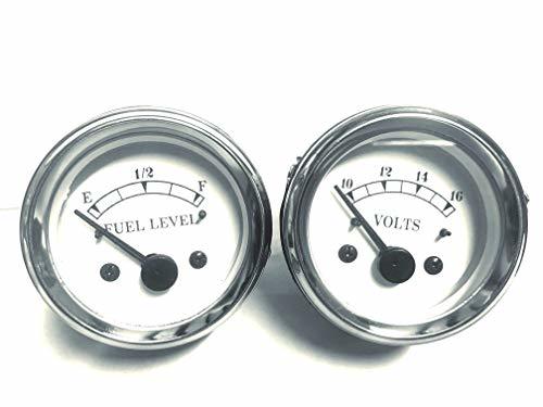 Electrical Volt, Fuel Gauges set in White Face 2&quot; / 52mm chrome bezel - $39.40