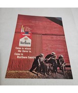 Marlboro Come to Where the Flavor Is Resting Cowboys Smoking Vtg Print A... - $10.98