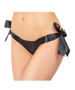 Plus Size Crotchless Black Panty with Ribbon Ties Underwear- Fits Size 1... - $9.97