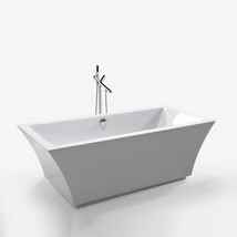 67&quot; Freestanding white bathtub overflow and faucet contemporary soaking ... - $1,399.00