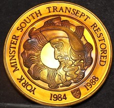 Beweis Getönte York Minster Süd Transit Restauriert 38.1mm Bronze Medaillon ~ Fr - £14.46 GBP