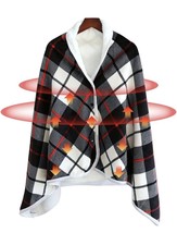 Plaid Electric Heated Poncho Shawl Blanket Wrap (55 * 31.5in) 3 Temp Settings - £30.62 GBP