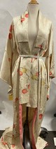 Beautiful Traditional Cream Kimono, Yellow and Pink Floral Accents - $59.40