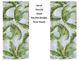 KAY DEE DESIGNS 2 &quot;Palm Fronds&quot; Green R6790 Dual Purpose Terry Towels~16... - £12.78 GBP