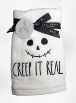 Rae Dunn Halloween Hand Towels Set of 2 Creep It Real Embroidered Skull - £32.28 GBP