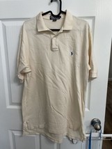 Polo Ralph Lauren Polo Shirt Cotton Soft Mens Large Cream Short Sleeve Pony - $14.49
