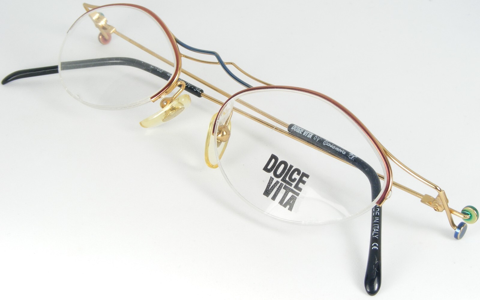 Vintage Dolce Vita Par Casanova DV-34 03 Multicolore Lunettes 44-18-140mm Italie Item image 4