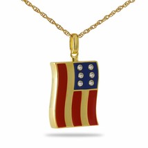 18K Solid Gold American Flag Pendant/Necklace Funeral Cremation Urn for Ashes - £561.49 GBP