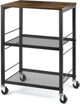 Liantral 3 Tier Rolling Cart, Kitchen Carts On Wheels With Storage And A Steel - £40.61 GBP