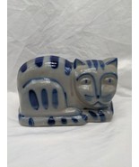 Vintage 1988 Eldreth Gray Cat Blue Stripe Figurine Statue Decor 8&quot; - €38,68 EUR
