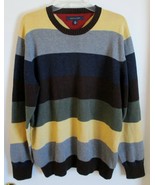 Vintage TOMMY HILFIGER Color Block Striped Cotton Sweater Size Large - $940.83 MXN