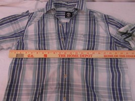 Men Timberland Small Blue Green White Checkered Button Front Casual Dres... - $14.57